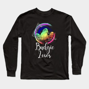 Colorful Rainbow Retro Budgie Lover Long Sleeve T-Shirt